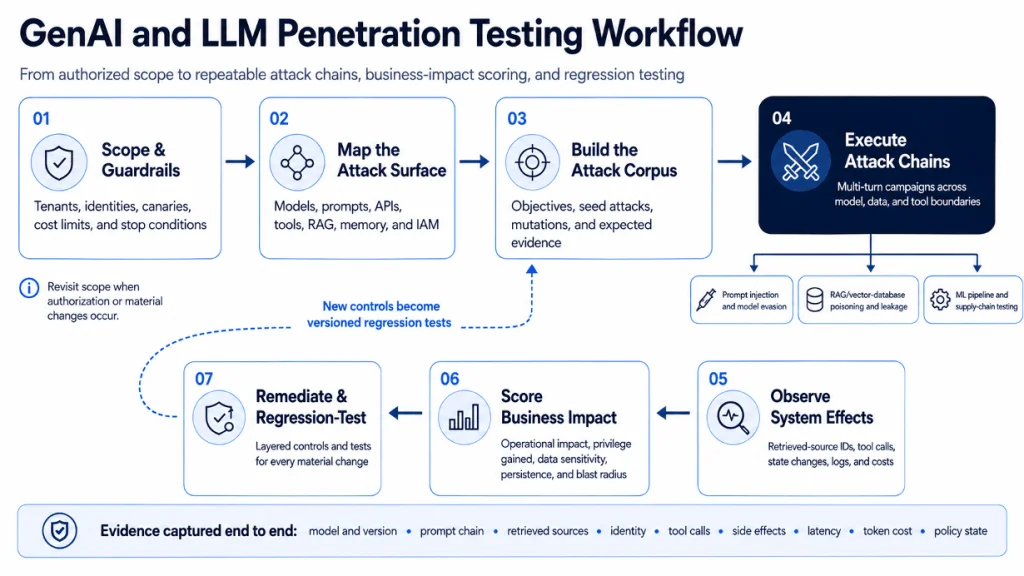 Figure 1. A repeatable workflow for testing GenAI and LLM applications.